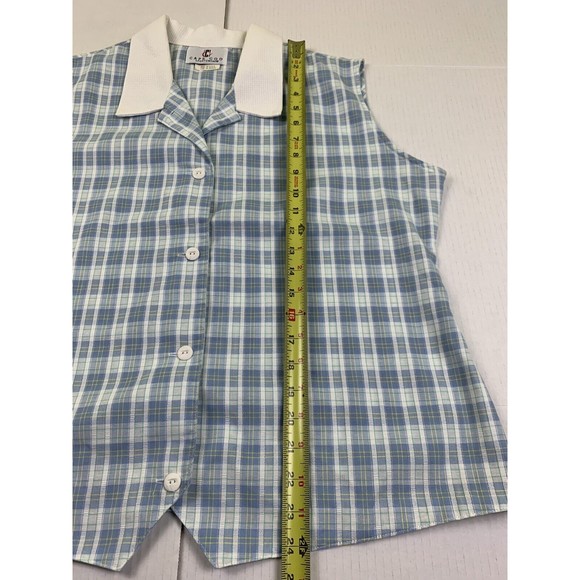 Cape Cod Shirt Womens 18 Light Blue White Button Up Sleeveless Collared Top - Picture 8 of 10